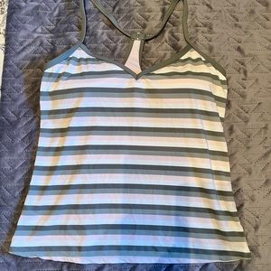 Racerback tankini with shelf bra